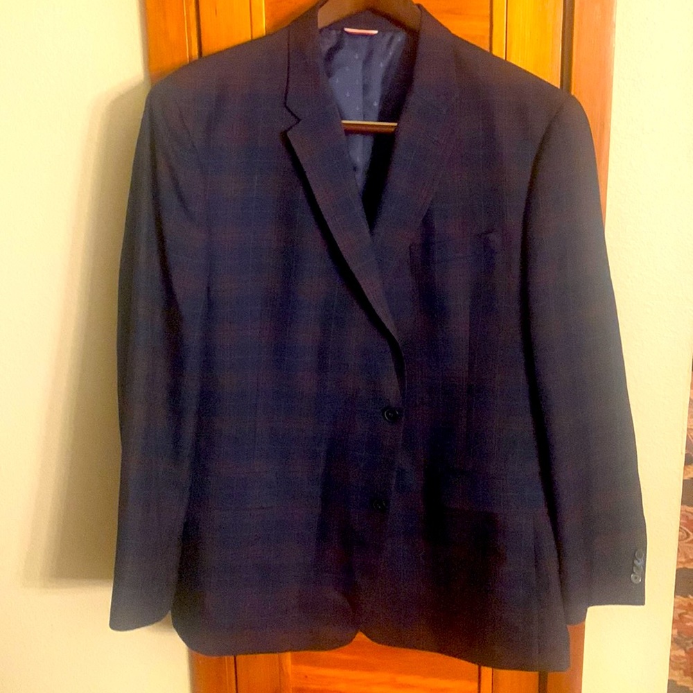 Tommy Hilfiger Navy Blue Plaid Blazer